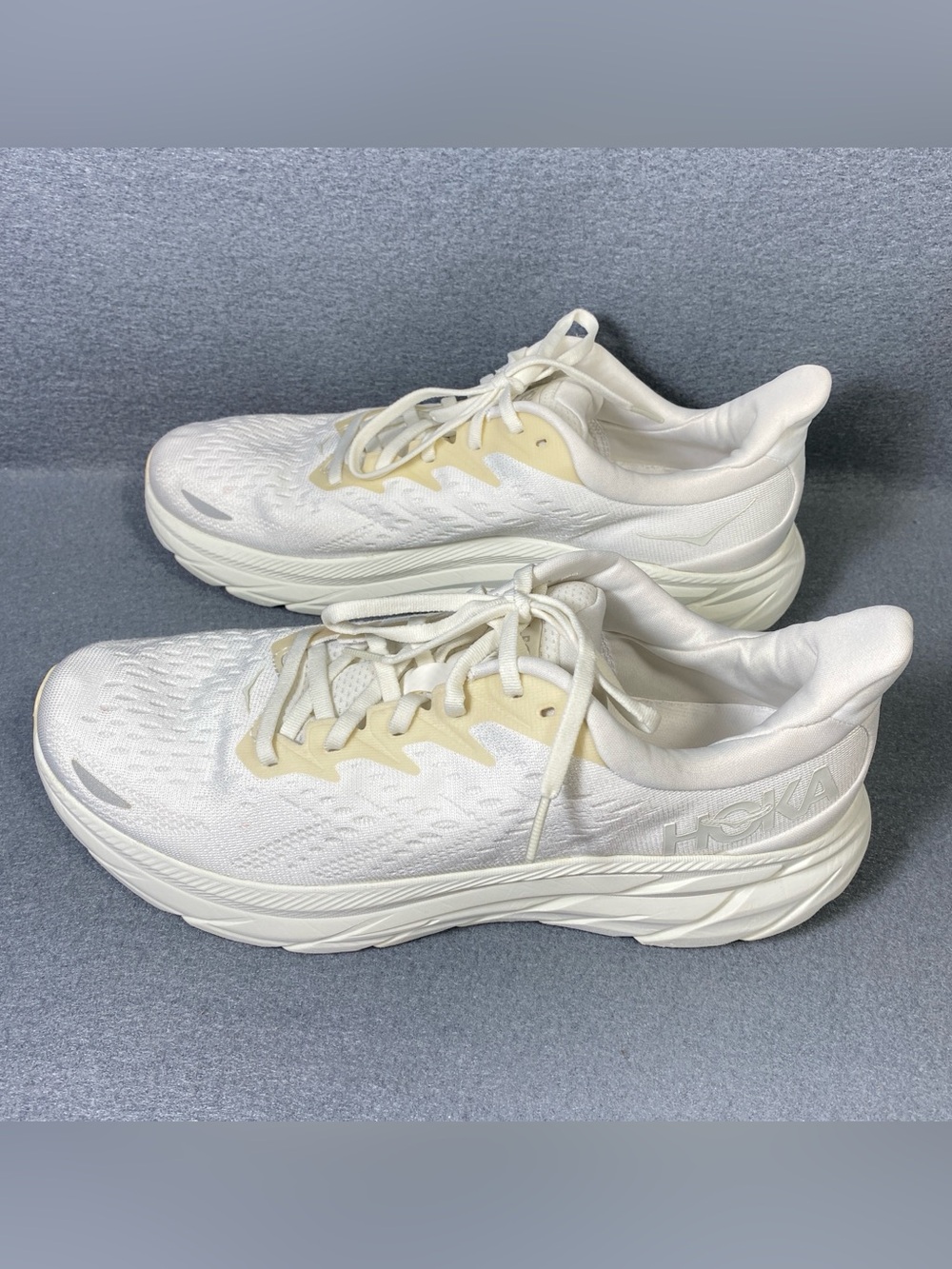 Hoka One One Clifton 8 Running Athletic Shoes White/Ivory Men’s Sneakers Sz 10 D